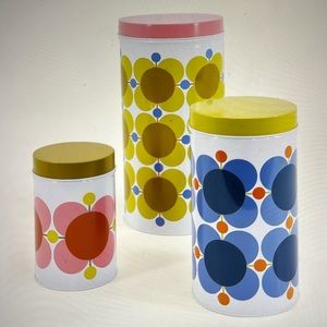 Orla Kiely Nesting Canister Tins Atomic Flower Multi